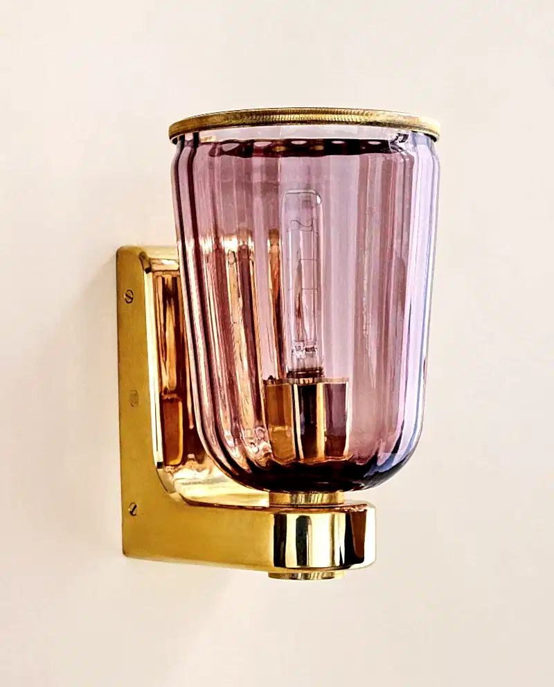 Porto Sconce In Rippled Aubergine Glass