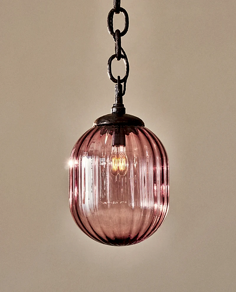 Seed Pendant In Rippled Aubergine Glass
